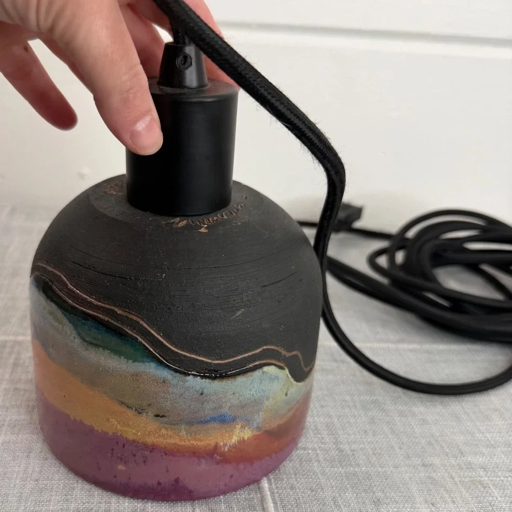 Handmade Ceramic Pendant Light Clay Southwestern Desert Woodruff‎ Black